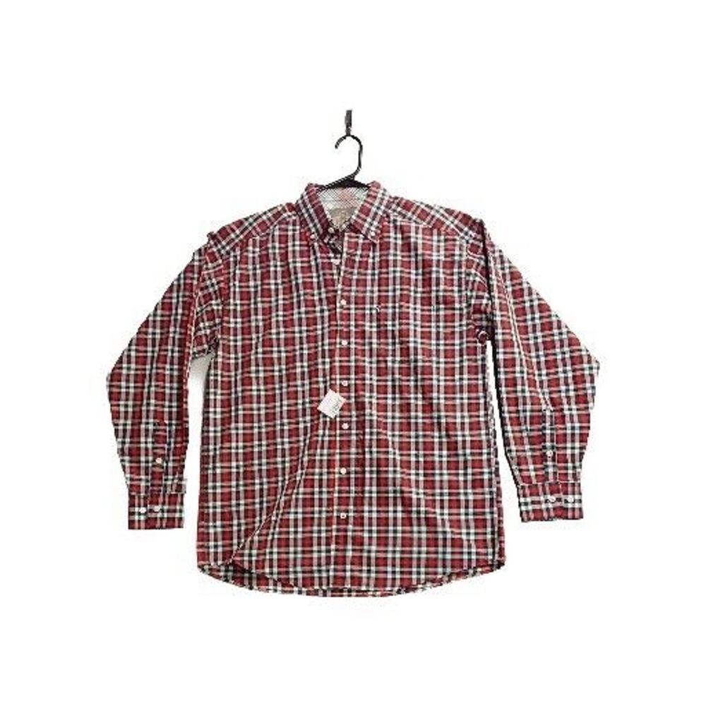 Mens Western Medium Panhandle Tuf Cooper Performance Plaid Navy Red White New